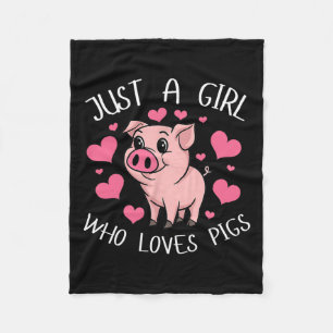 Gewoon een meisje dat houdt van varkens roze hart  fleece deken