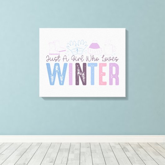 Gewoon een meisje dat houdt van winter Schattigee  Canvas Afdruk (Insitu (Houten vloer))