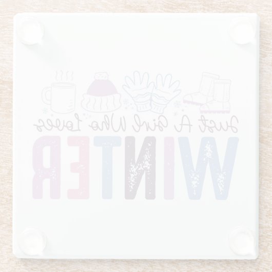 Gewoon een meisje dat houdt van winter Schattigee  Glazen Onderzetter (Achterkant)