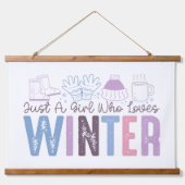 Gewoon een meisje dat houdt van winter Schattigee  Hangend Wandkleed (Voorkant)