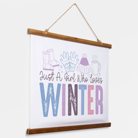 Gewoon een meisje dat houdt van winter Schattigee Hangend Wandkleed (Gebogen)