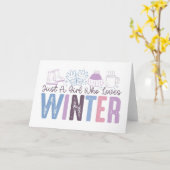 Gewoon een meisje dat houdt van winter Schattigee  Kaart (Gele Bloem)