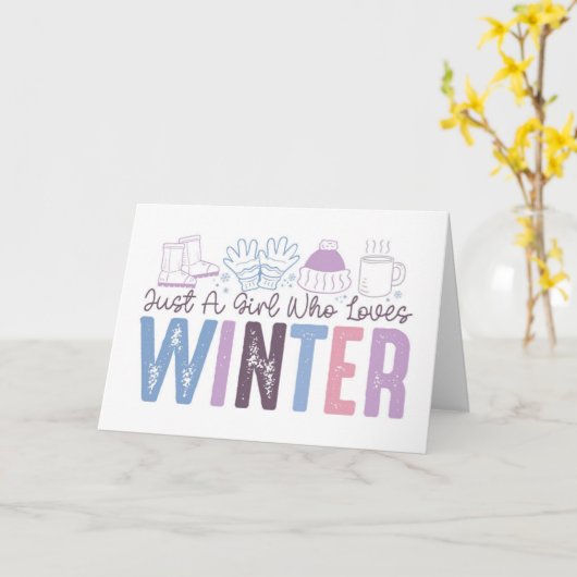 Gewoon een meisje dat houdt van winter Schattigee  Kaart (Gele Bloem)