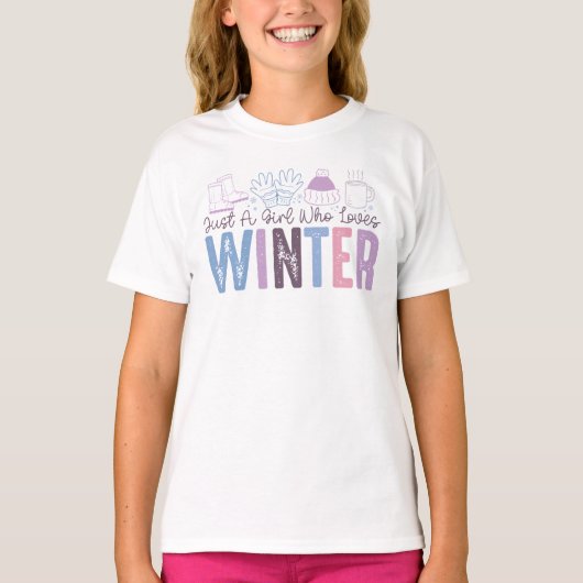 Gewoon een meisje dat houdt van winter Schattigee  T-shirt (Voorkant)