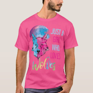 Gewoon een meisje dat houdt van wolven wilde diere t-shirt