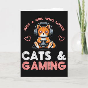 Gewoon een meisje dat kattenliefhebber gamen gamer kaart