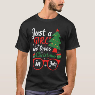 Gewoon een meisje dat kerst in juli leuk vindt t-shirt