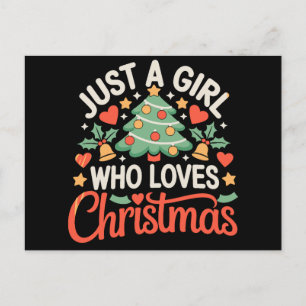 Gewoon Een Meisje Dat Kerstboom Hartjes Kerstmis L Feestdagenkaart