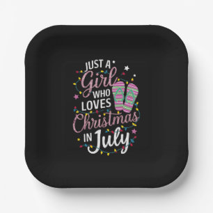 Gewoon Een Meisje Dat Kerstmis in Juli Zomer Liefh Papieren Bordje