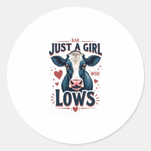 Gewoon een meisje dat koeien leuk vindt Retro neon Ronde Sticker