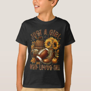 Gewoon Een Meisje Dat Lief Is Voor Herfst Voetbal T-shirt