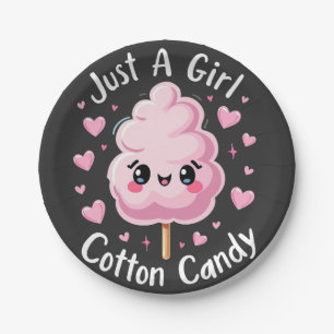 Gewoon een meisje dat liefhebber is van suikerspin papieren bordje