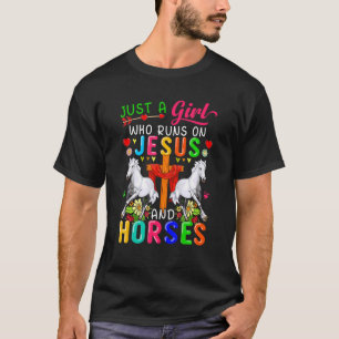 Gewoon een meisje dat op Jezus en paarden veulen v T-shirt