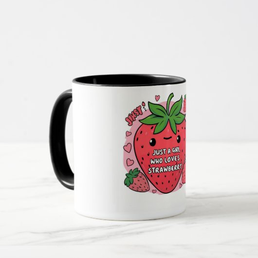 "Gewoon een meisje dat van aardbeien houdt" Mok (Voorkant links)