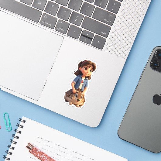 Gewoon een meisje dat van Aardbeien houdt Sticker (Laptop met iPhone)