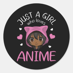 Gewoon een meisje dat van Anime African American G Ronde Sticker