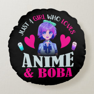 Gewoon een meisje dat van anime en boba houdt rond kussen