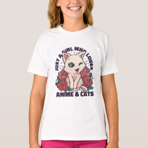 Gewoon een meisje dat van anime en katten houdt t-shirt