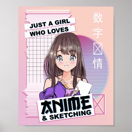 Gewoon een meisje dat van Anime en Sketching houdt Poster (Voorkant)