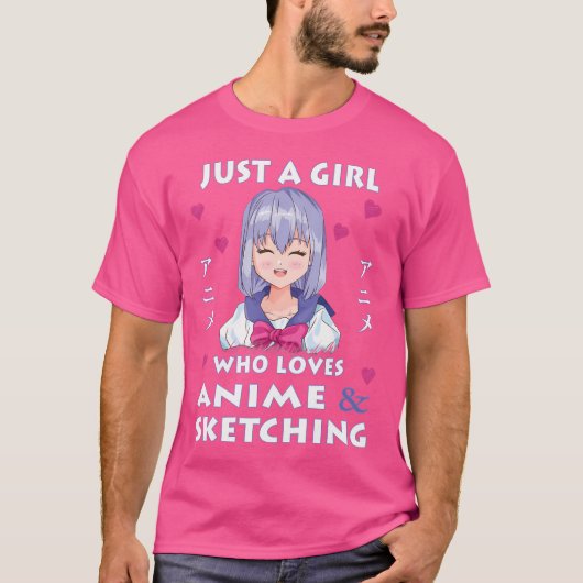 Gewoon een meisje dat van anime houdt - anime en s t-shirt (Voorkant)
