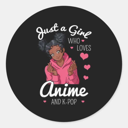 Gewoon een meisje dat van Anime houdt en Afrikaans Ronde Sticker (Voorkant)