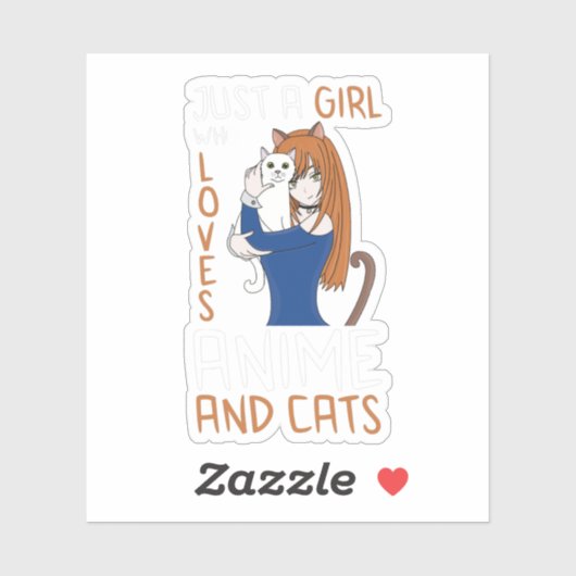 Gewoon een meisje dat van Anime houdt en katten Sticker (Vel)