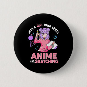 Gewoon een meisje dat van Anime houdt en ketting Ronde Button 5,7 Cm