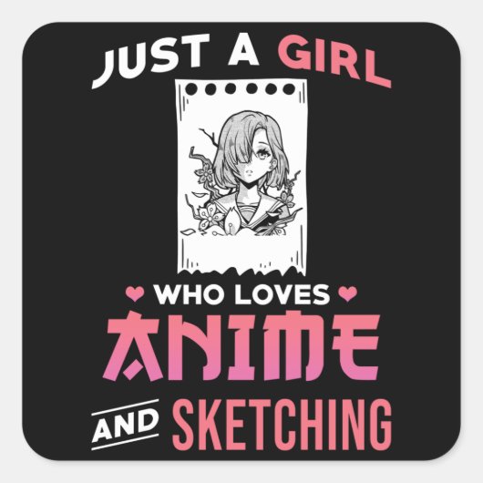 Gewoon een meisje dat van Anime houdt en ketting Vierkante Sticker (Voorkant)
