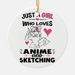 Gewoon een meisje dat van Anime houdt en meisjes k Keramisch Ornament