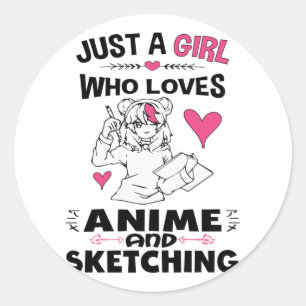 Gewoon een meisje dat van Anime houdt en meisjes k Ronde Sticker