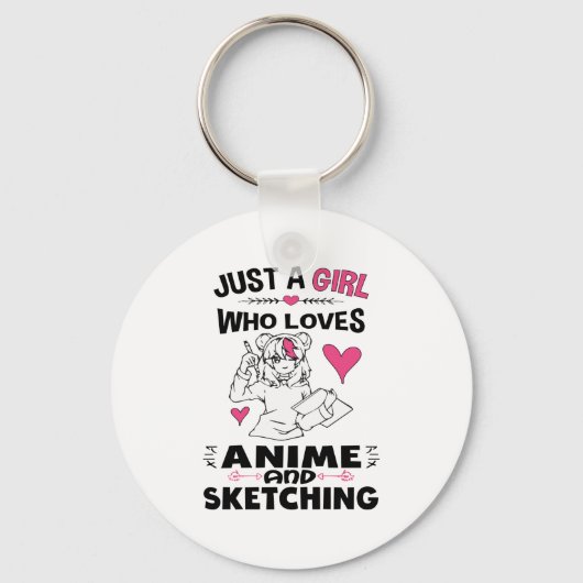 Gewoon een meisje dat van Anime houdt en meisjes k Sleutelhanger (Voorkant)