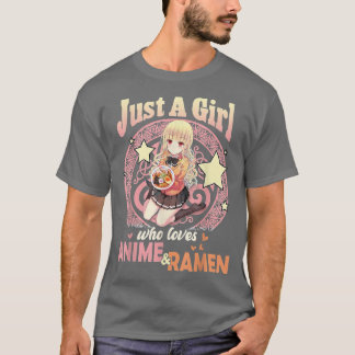Gewoon een meisje dat van Anime houdt en Ramen Bow T-shirt