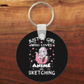 Gewoon een meisje dat van Anime houdt en van Sketc Sleutelhanger (Voorkant)