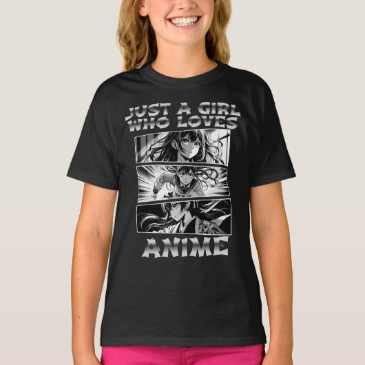 Gewoon een meisje dat van anime houdt t-shirt (Voorkant)
