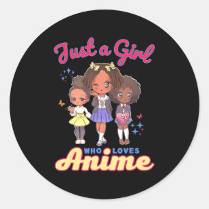 Gewoon een meisje dat van Anime Kawaii Afrikaans A Ronde Sticker