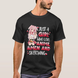 Gewoon een meisje dat van Anime Ramen houdt en Ja T-shirt