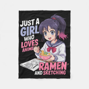 Gewoon een meisje dat van Anime Ramen houdt en ket Fleece Deken