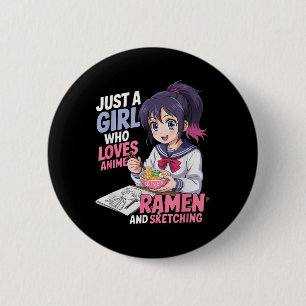 Gewoon een meisje dat van Anime Ramen houdt en ket Ronde Button 5,7 Cm