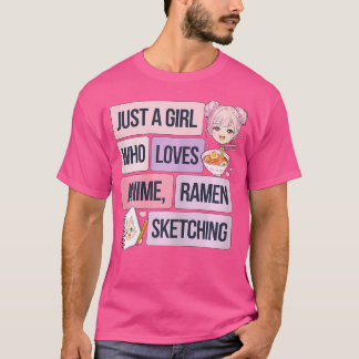 Gewoon een meisje dat van Anime Ramen houdt en ket T-shirt