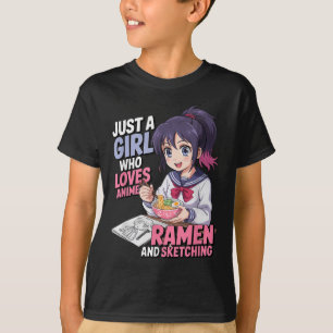 Gewoon een meisje dat van Anime Ramen houdt en ket T-shirt