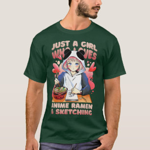 Gewoon een meisje dat van Anime Ramen houdt en Ske T-shirt