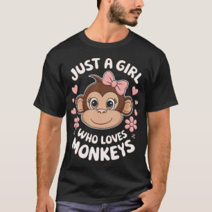 Gewoon een meisje dat van apen houdt, Cute Monkey T-shirt
