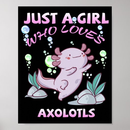 Gewoon een meisje dat van Axolotls Anime Kawaii Gi Poster (Voorkant)