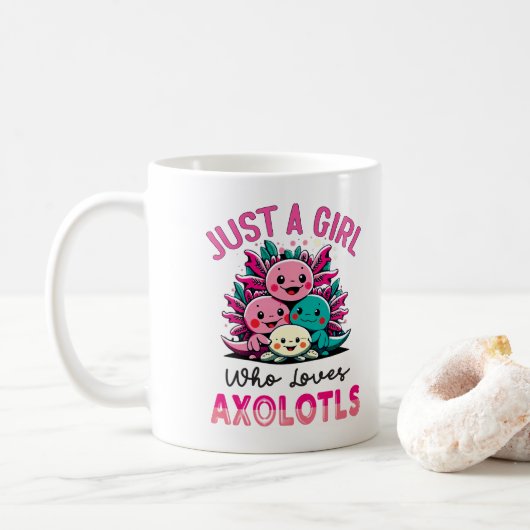 gewoon een meisje dat van Axolotls houdt Koffiemok (Met donut)