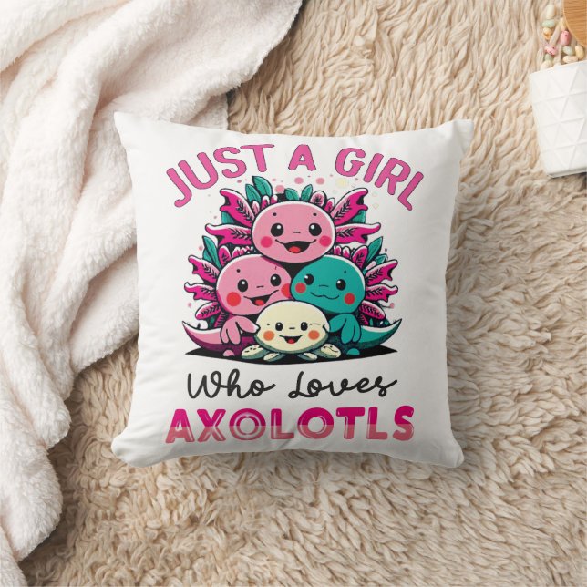 gewoon een meisje dat van Axolotls houdt Kussen (Deken)