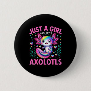 Gewoon Een Meisje Dat Van Axolotls Kawaii Meisjes  Ronde Button 5,7 Cm