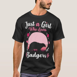 Gewoon een meisje dat van Badgers Pink Retro Vinta T-shirt