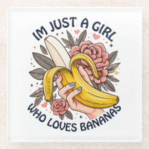 Gewoon een meisje dat van bananen houdt  glazen onderzetter