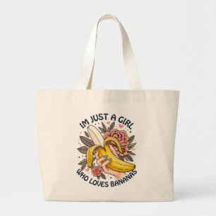 Gewoon Een Meisje Dat Van Bananen Houdt Grote Tote Bag