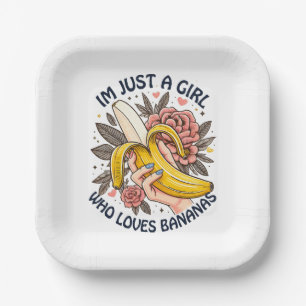 Gewoon een meisje dat van bananen houdt papieren bordje